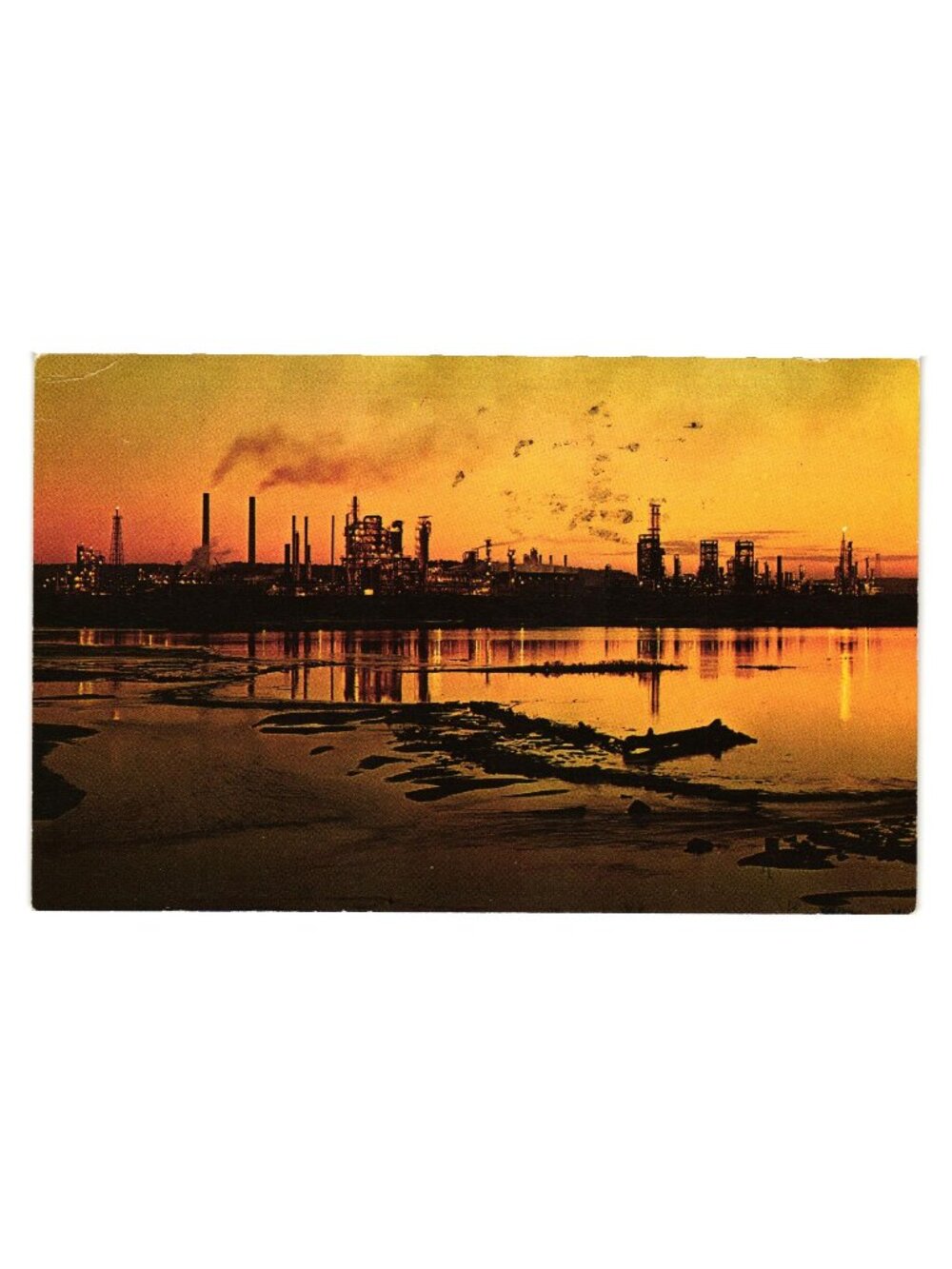 Oil Refinery At Night Tulsa Oklahoma Vintage Postcard 1964 Postmarked Scenic
